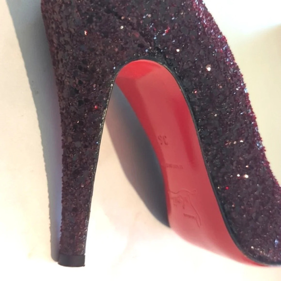 Christian louboutin Ron Ron oxblood dark cherry glitter red sole heels size 6 - Picture 12 of 15